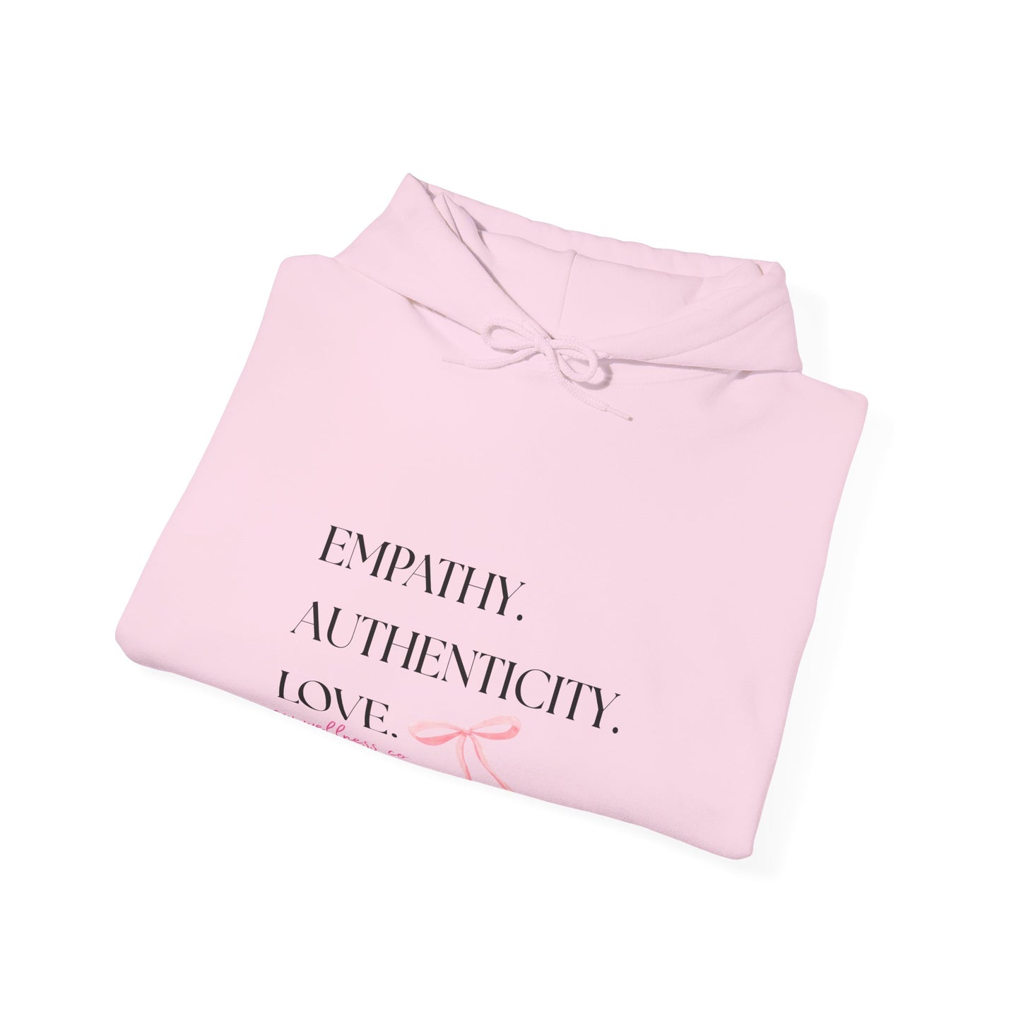 Empathy. Authenticity. Love. Pink Bow Hooded Sweatshirt