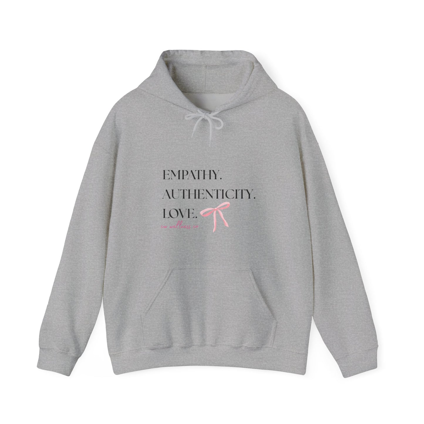 Empathy. Authenticity. Love. Pink Bow Hooded Sweatshirt