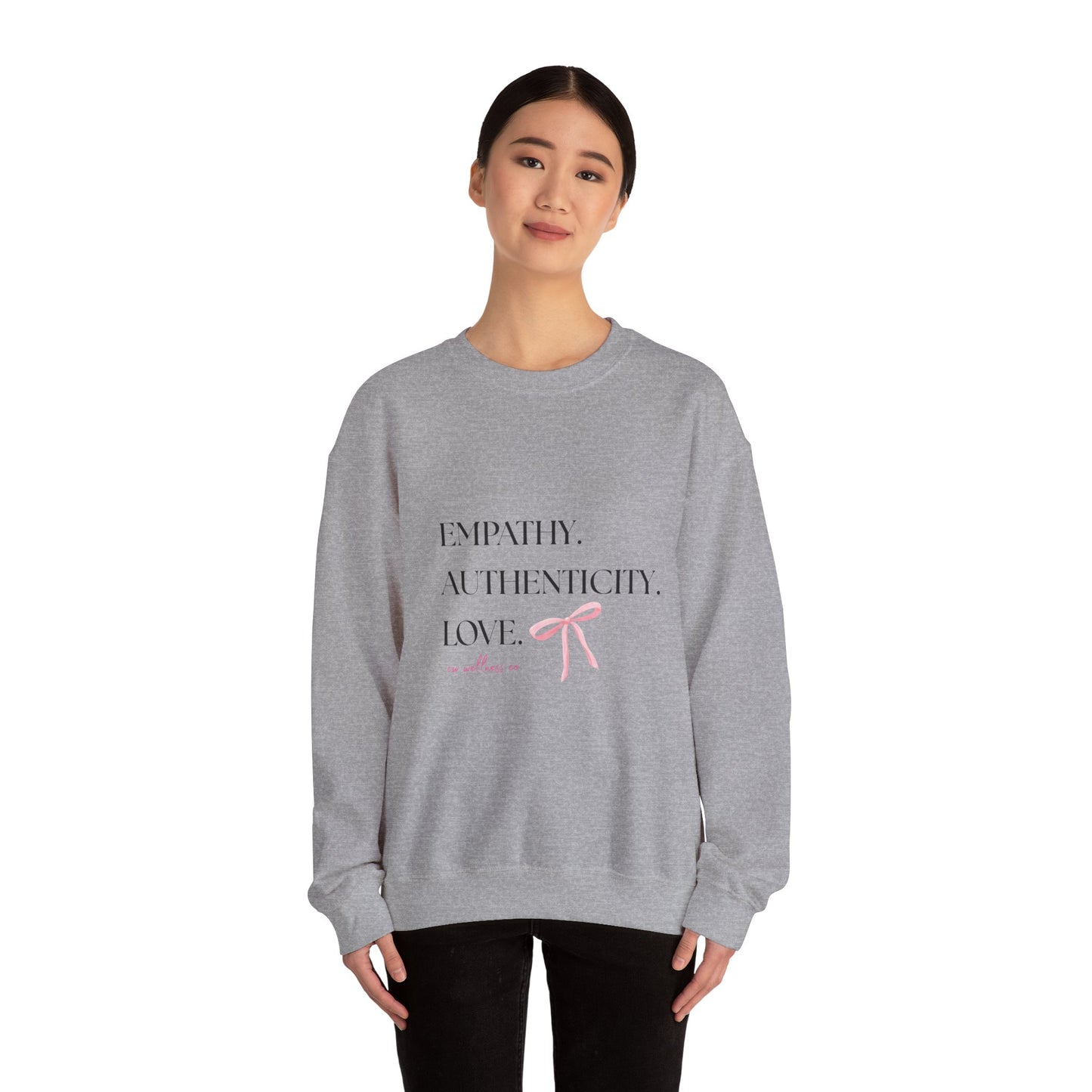 Empathy. Authenticity. Love Pink Bow Sweatshirt