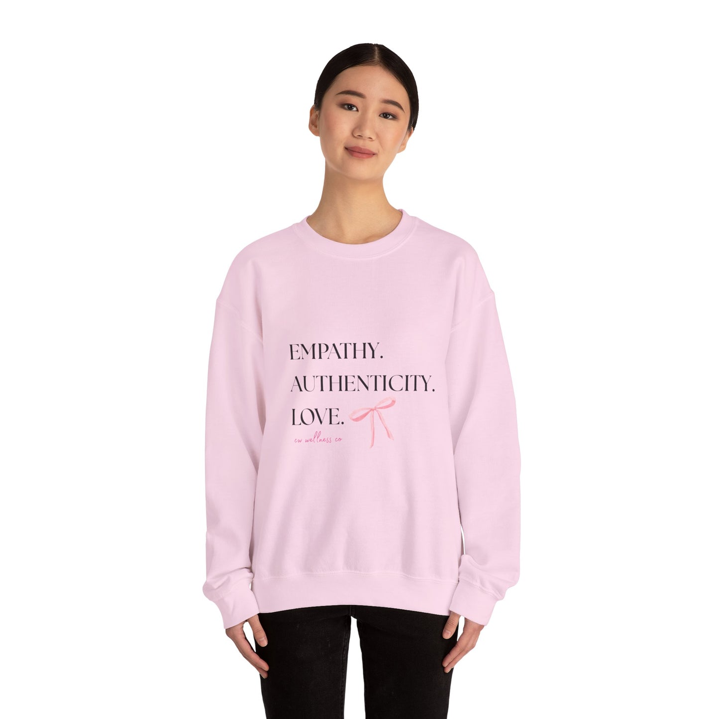 Empathy. Authenticity. Love Pink Bow Sweatshirt