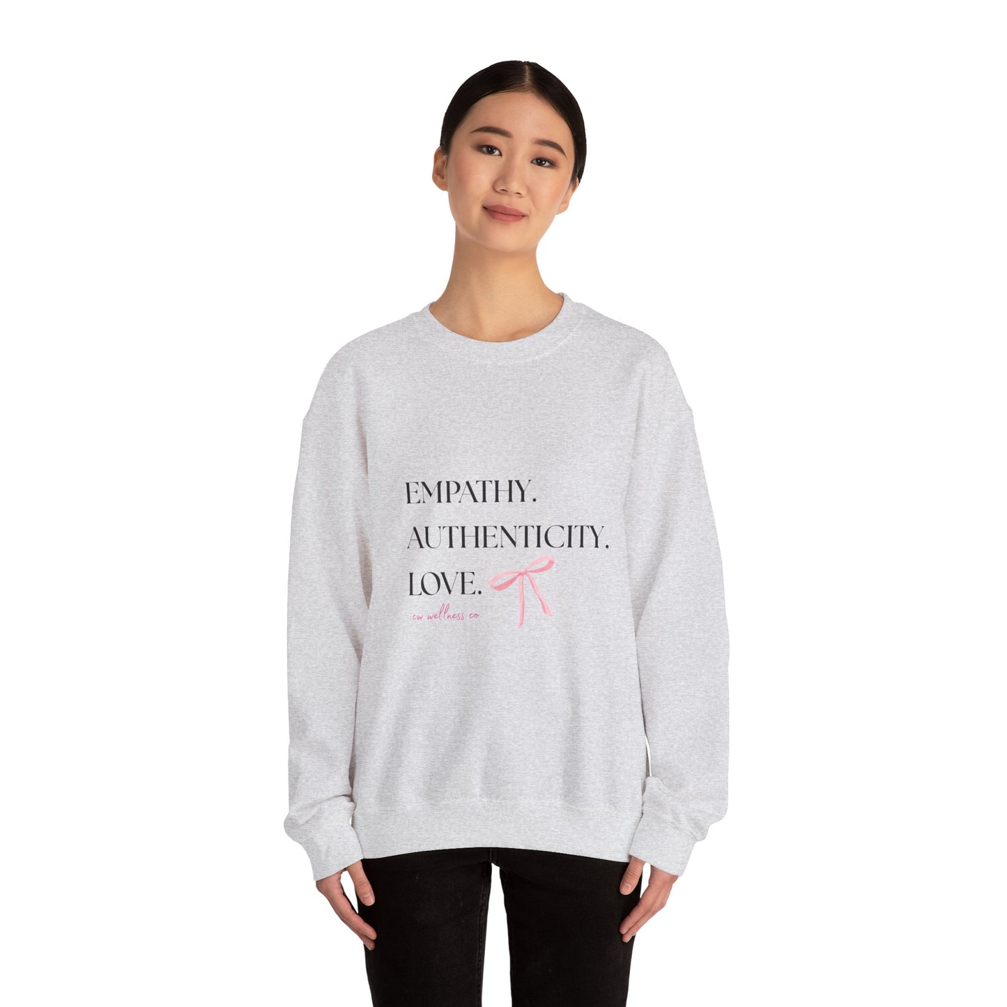 Empathy. Authenticity. Love Pink Bow Sweatshirt
