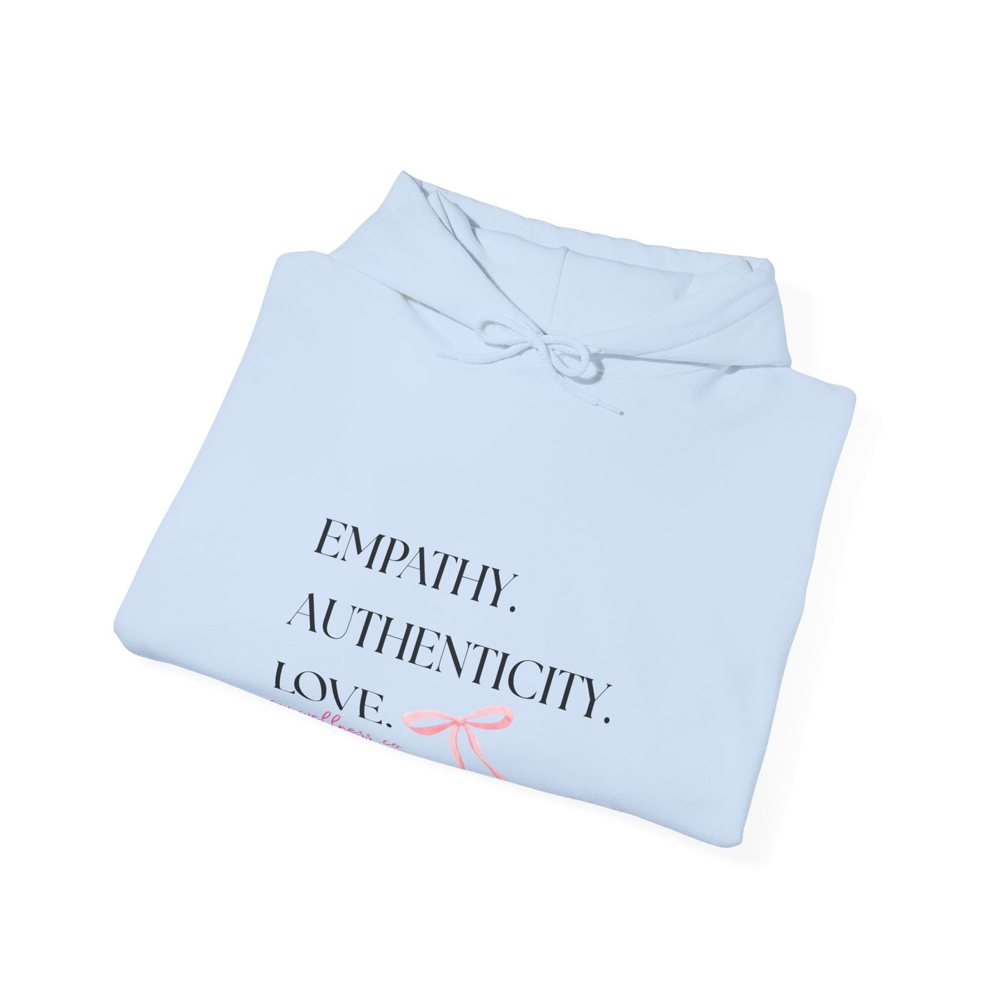 Empathy. Authenticity. Love. Pink Bow Hooded Sweatshirt
