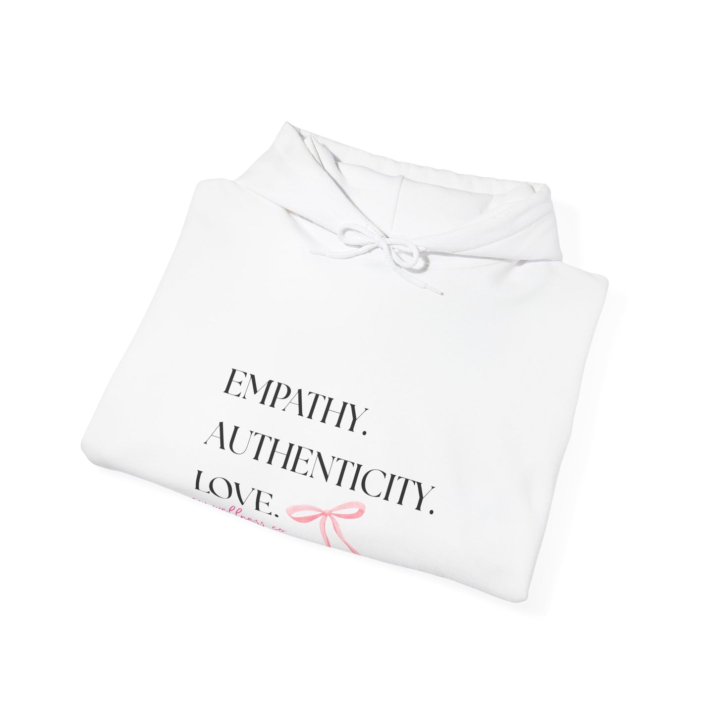 Empathy. Authenticity. Love. Pink Bow Hooded Sweatshirt