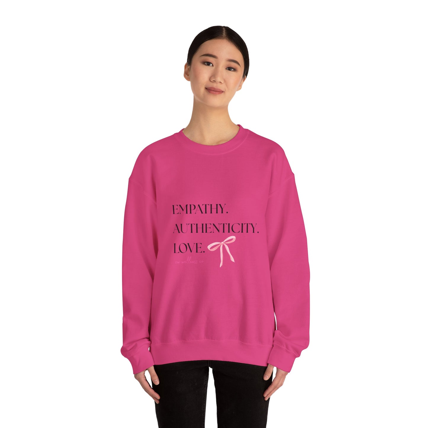 Empathy. Authenticity. Love Pink Bow Sweatshirt
