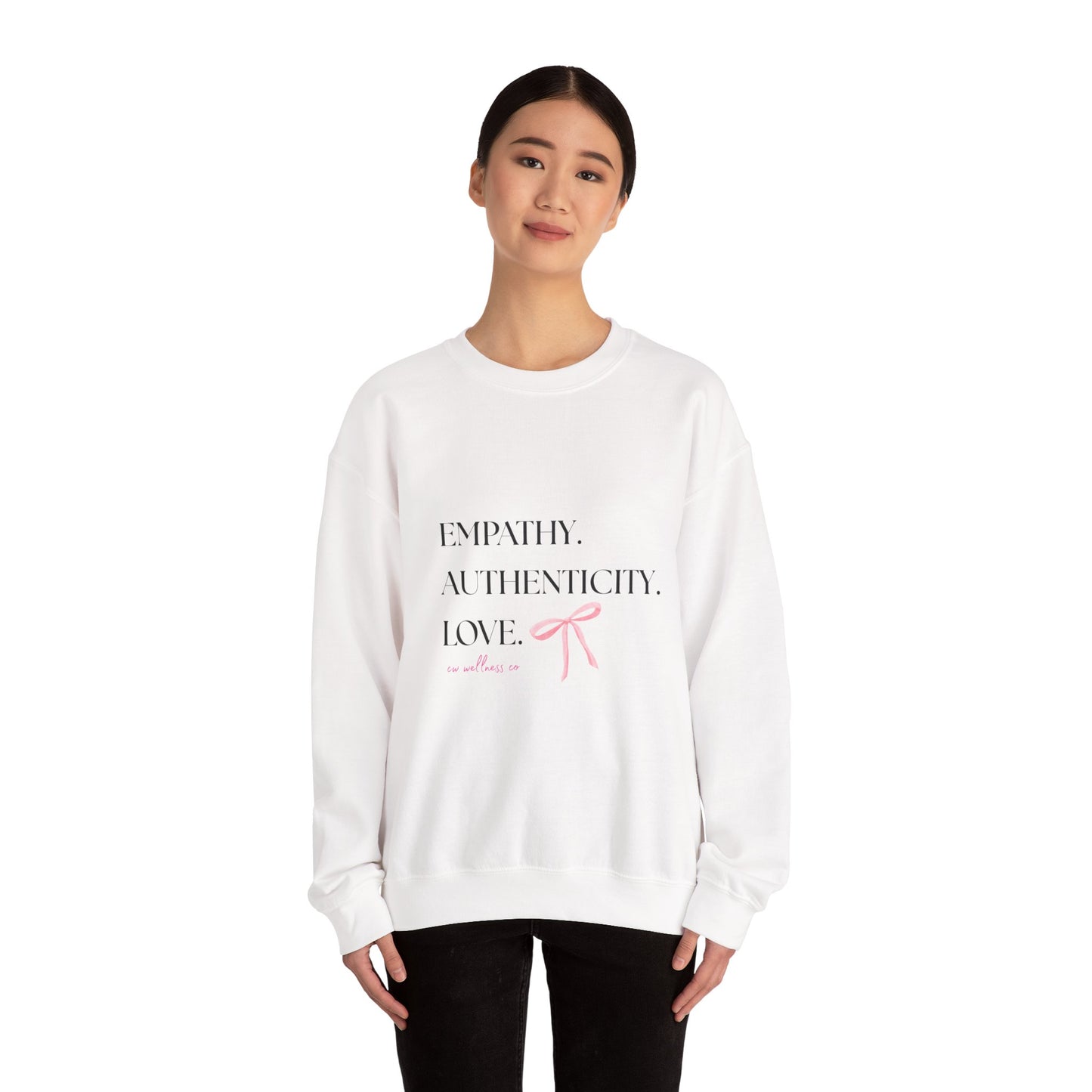Empathy. Authenticity. Love Pink Bow Sweatshirt