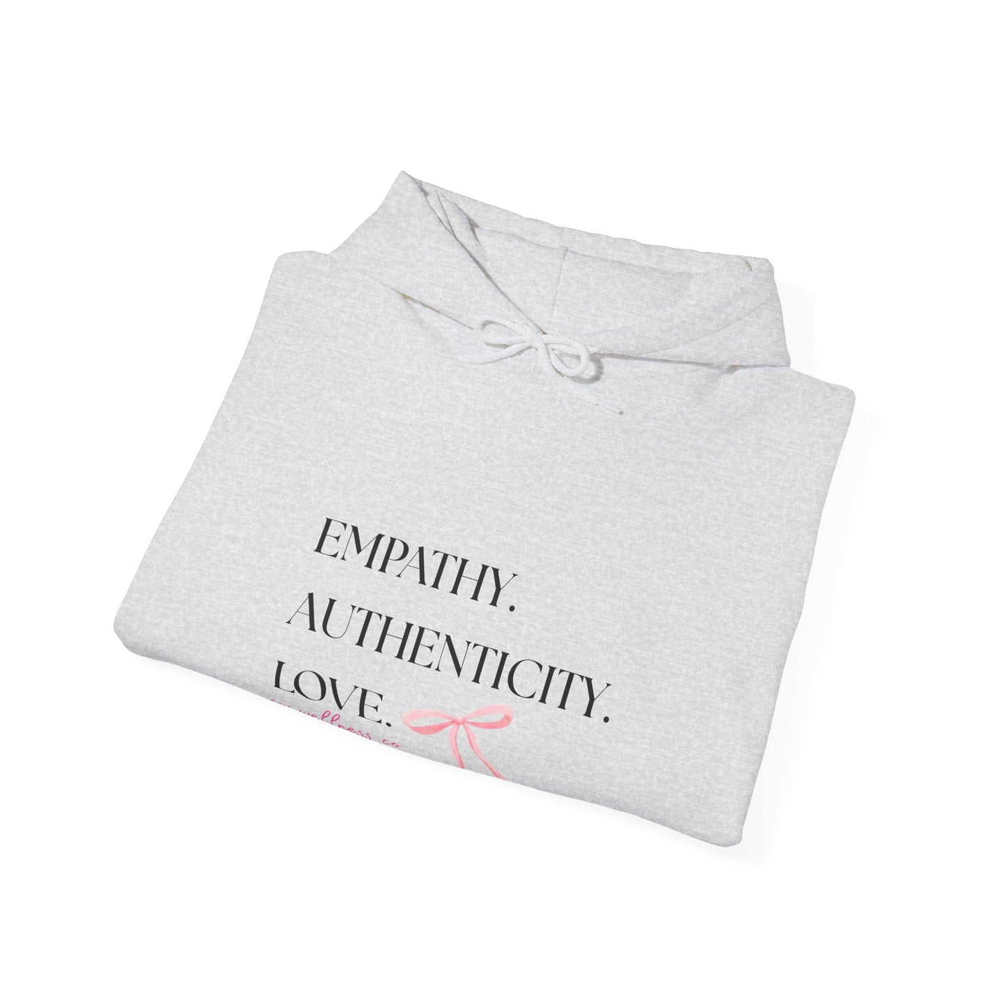 Empathy. Authenticity. Love. Pink Bow Hooded Sweatshirt