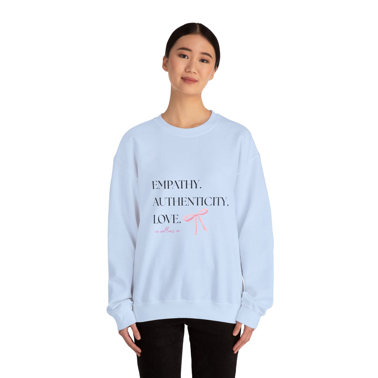 Empathy. Authenticity. Love Pink Bow Sweatshirt