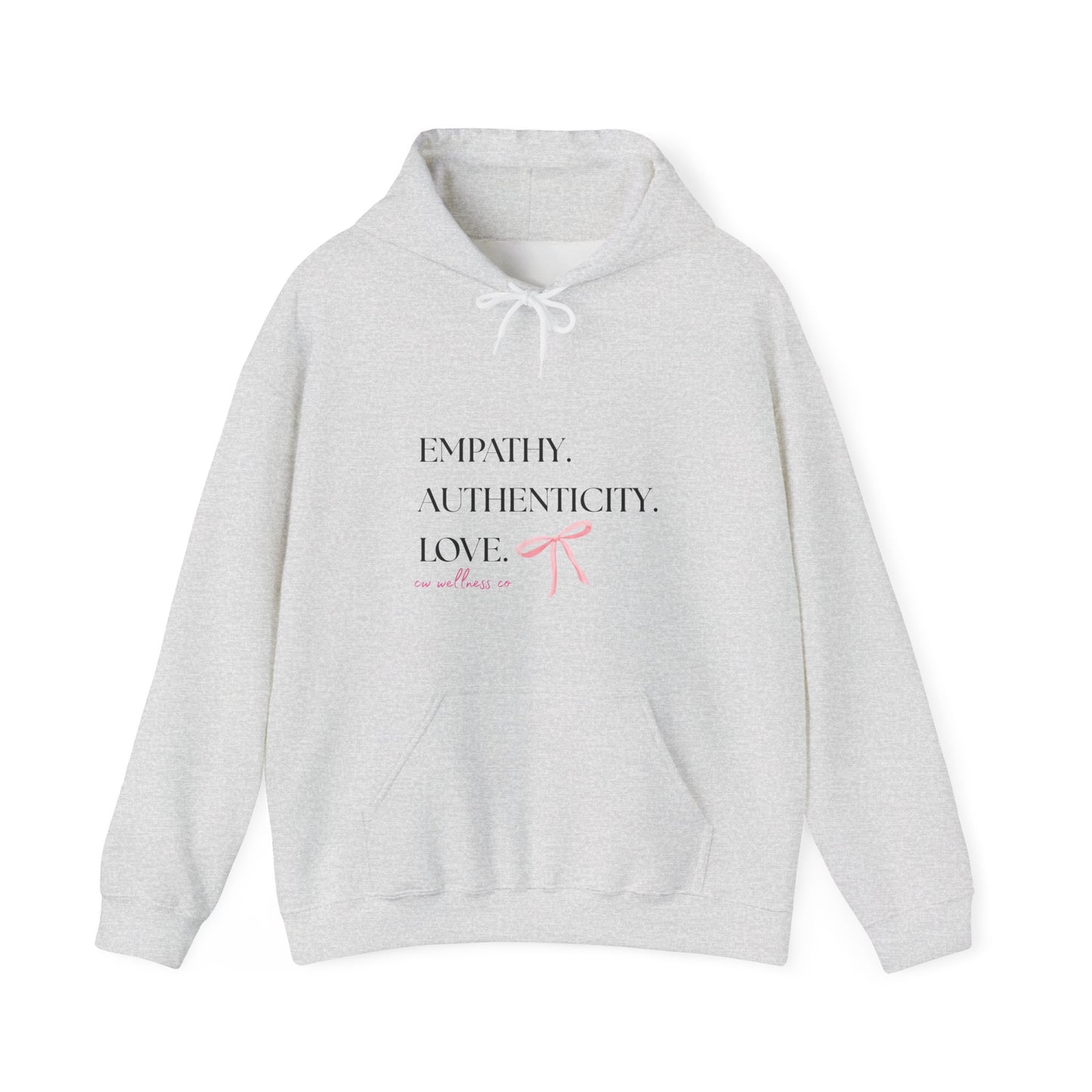 Empathy. Authenticity. Love. Pink Bow Hooded Sweatshirt