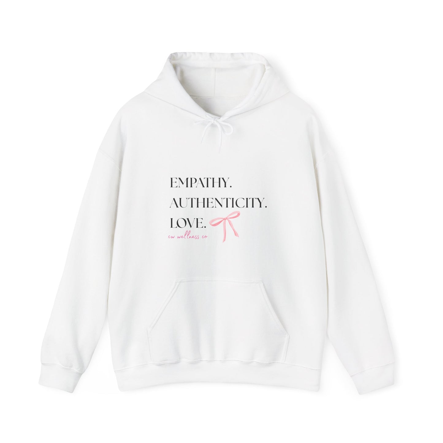 Empathy. Authenticity. Love. Pink Bow Hooded Sweatshirt