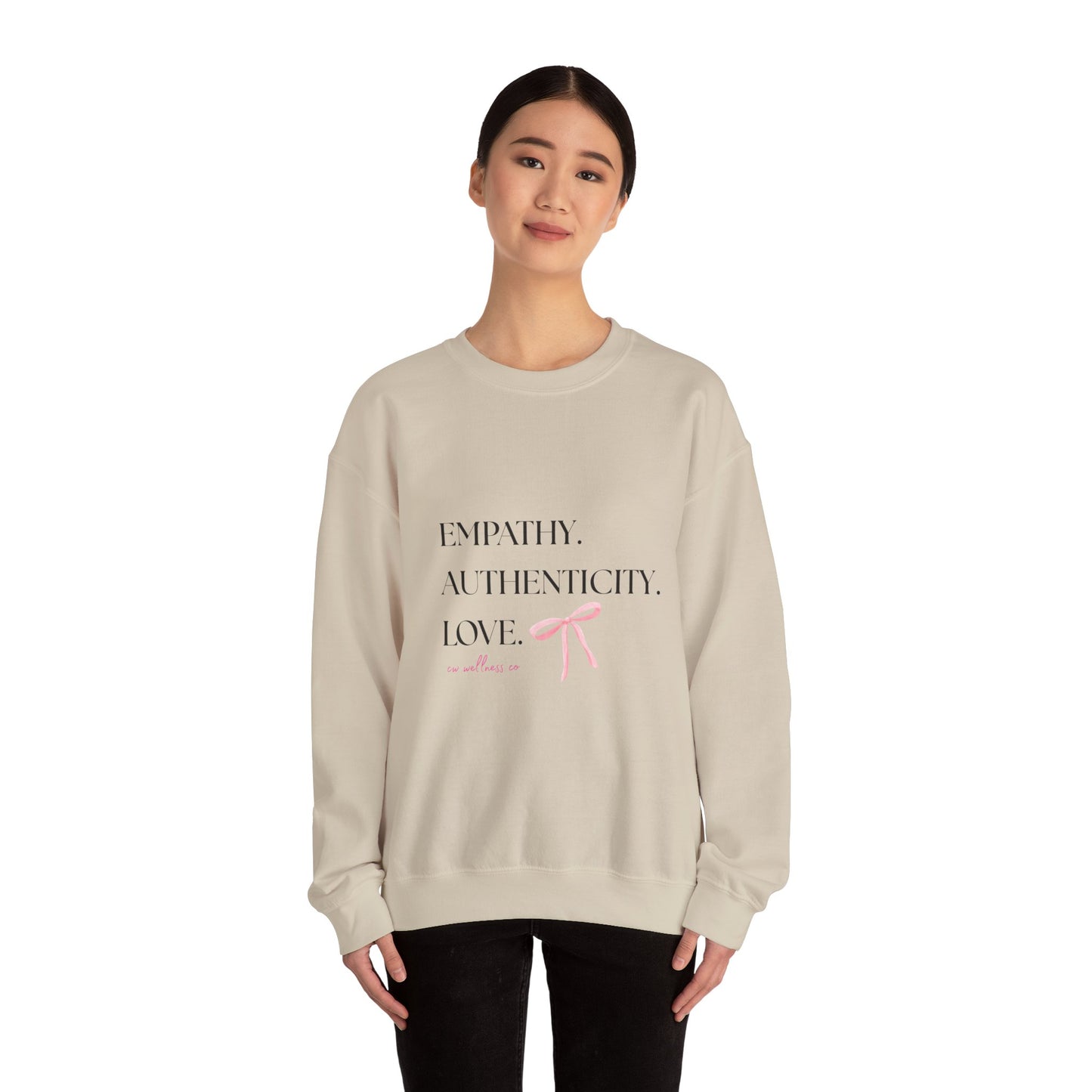 Empathy. Authenticity. Love Pink Bow Sweatshirt