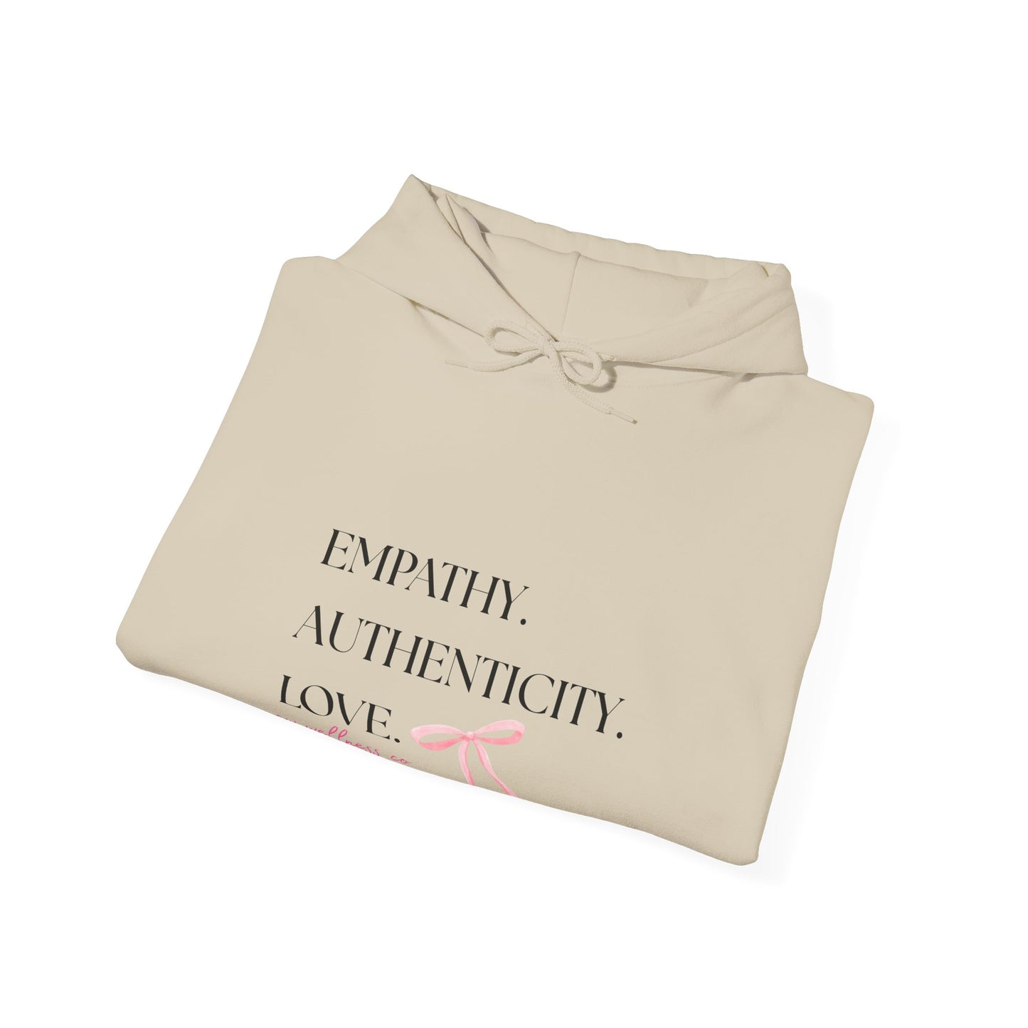 Empathy. Authenticity. Love. Pink Bow Hooded Sweatshirt